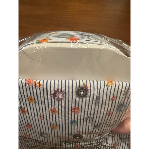 NWT Medium Johnnie O Top Shelf Short Sleeve Striped Shirt Flowers Floral May - Picture 6 of 9